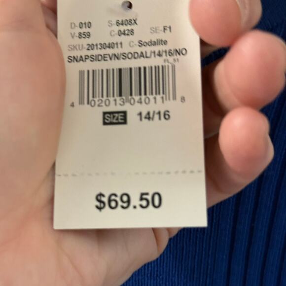 Ashley Stewart Sodalite Blue Rib Knit Midi Dress 14/16 NWT Belted - Picture 7 of 8